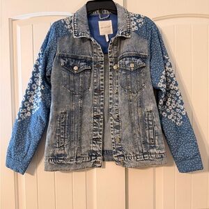 Avec Les Filles Blue Floral Jean Jacket
